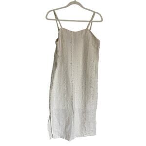 NWT Callahan Una Fringe Square Neck Boho Soft Feminine Sheath Midi Dress